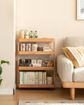 Scandinavian Oak Wood Wheeled Trolley Side Table MIRA