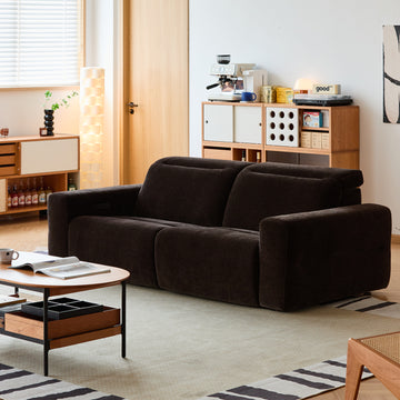 Coffee Brown Chenille Velvet Fabric Electric Recliner Sofa LOLO