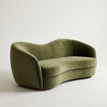 KURA Organic Curved Velvet 2-Seater Sofa