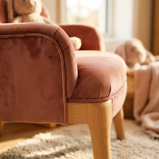MUSHROOM Kids Armchair Soft Velvet and Rounded Armrest Detail