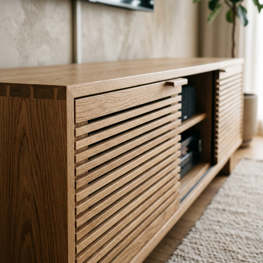 LUMEN Solid Oak Slatted Door and Joinery Detail