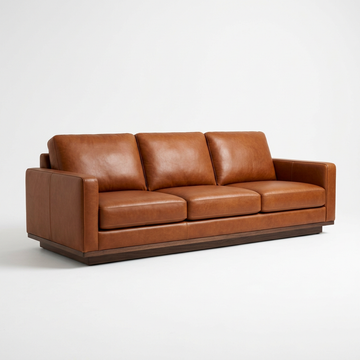 VERONA Italian Luxury 3-Seater Cognac Leather Sofa