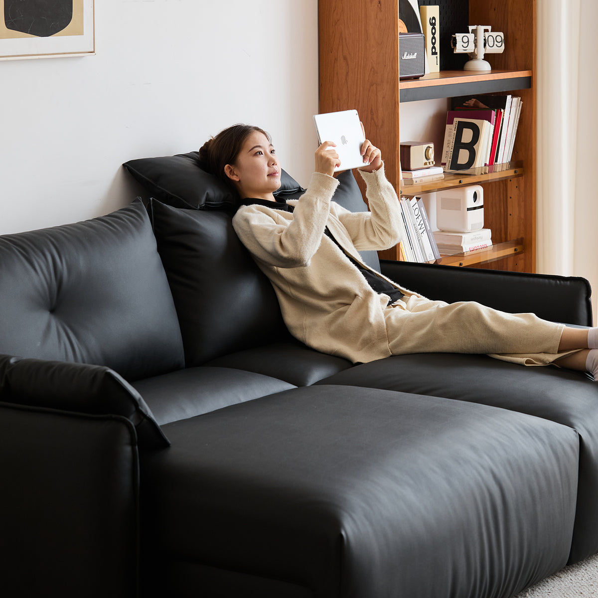 Modern Genuine Leather Electric Recliner 3 Seater Sofa EVENA - view 7
