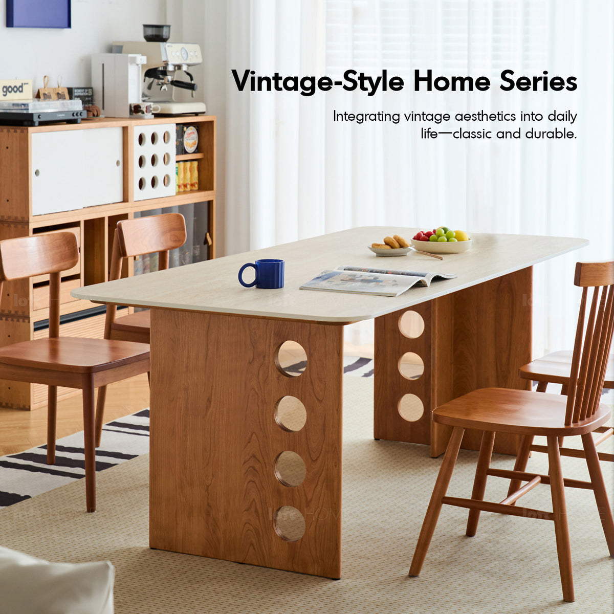 Scandinavian Cherry Wood Sintered Stone Dining Table TIMELESS - view 6