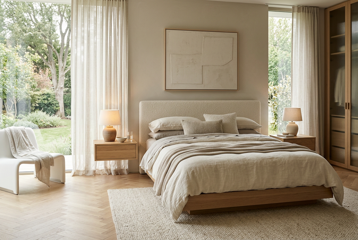 Serene Luxury Modern Bedroom Lifestyle Scene