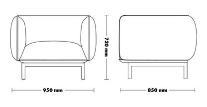 Fabric Sofa MELLO 1 Seater - dimensions diagram
