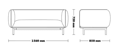 Fabric Sofa MELLO 2 Seater - dimensions diagram