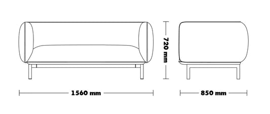 Fabric Sofa MELLO 2 Seater - dimensions diagram