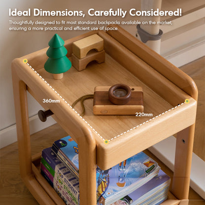 Scandinavian Beech Wood Wheeled Trolley Side Table VERA - view 11