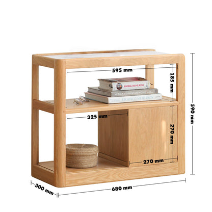 Scandinavian Oak Wood Sintered Stone Wheeled Trolley Side Table LIVA - view 03