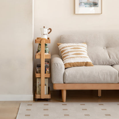 Scandinavian Oak Wood Wheeled Trolley Side Table MIRA - view 16