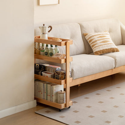 Scandinavian Oak Wood Wheeled Trolley Side Table MIRA - view 17