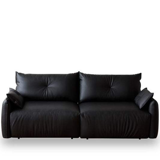 Modern genuine leather electric recliner 2 seater sofa in white background.