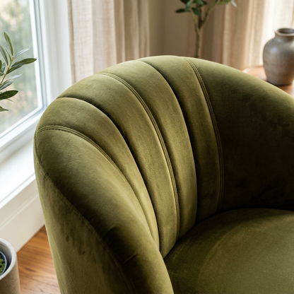 VELA Curved Armchair Tailored Stitching Detail