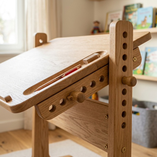 SPROUT Desk Tilt Mechanism and Pencil Groove Detail