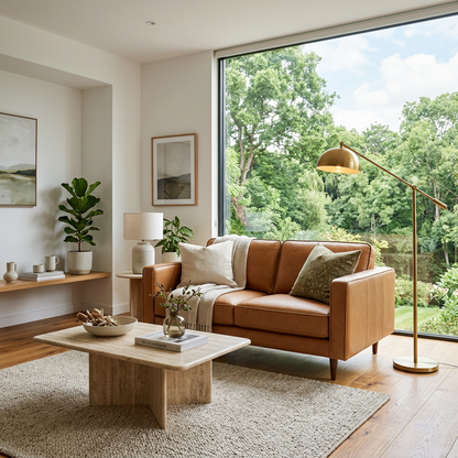 VALE 2-Seater Leather Sofa - Modern Living Room Scene