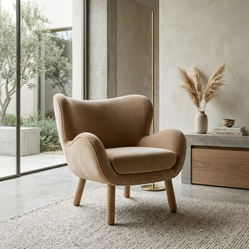 VELA Organic Curved Velvet Accent Armchair