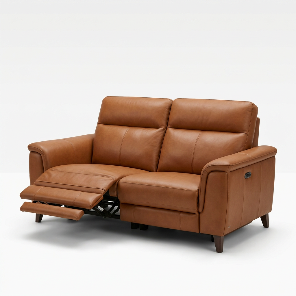 VALE Compact Reclining 2-Seater Leather Sofa - Studio View