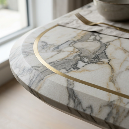 AURELIA Sintered Stone Marble Vein & Gold Inlay Detail