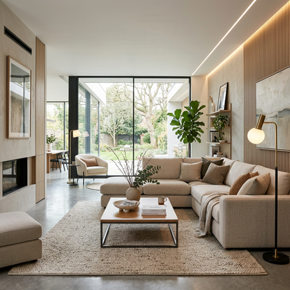 NORDIC L-Shaped Sectional Living Room Lifestyle View