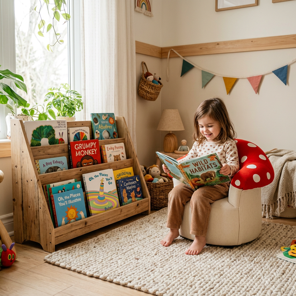 MUSHROOM Kids Armchair Nursery Reading Corner Lifestyle View