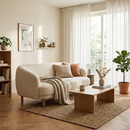 LUMI 2-Seater Boucle Sofa - Living Room Scene