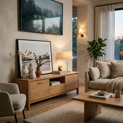 LUMEN Media Console Living Room Lifestyle Setting