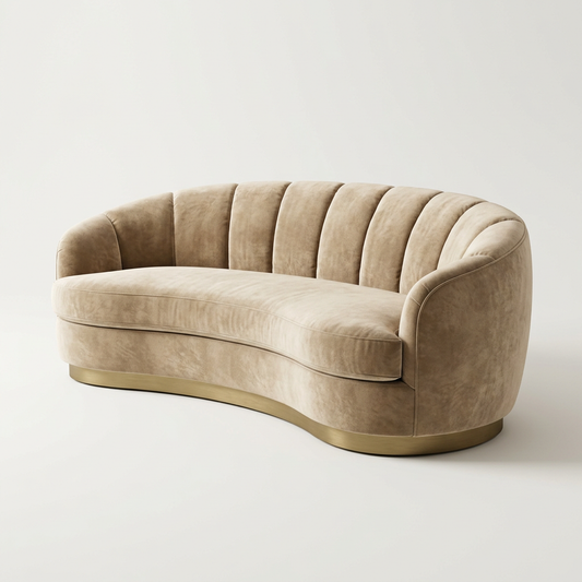 ELYSIA Contemporary Curved Velvet 3-Seater Sofa - Studio View