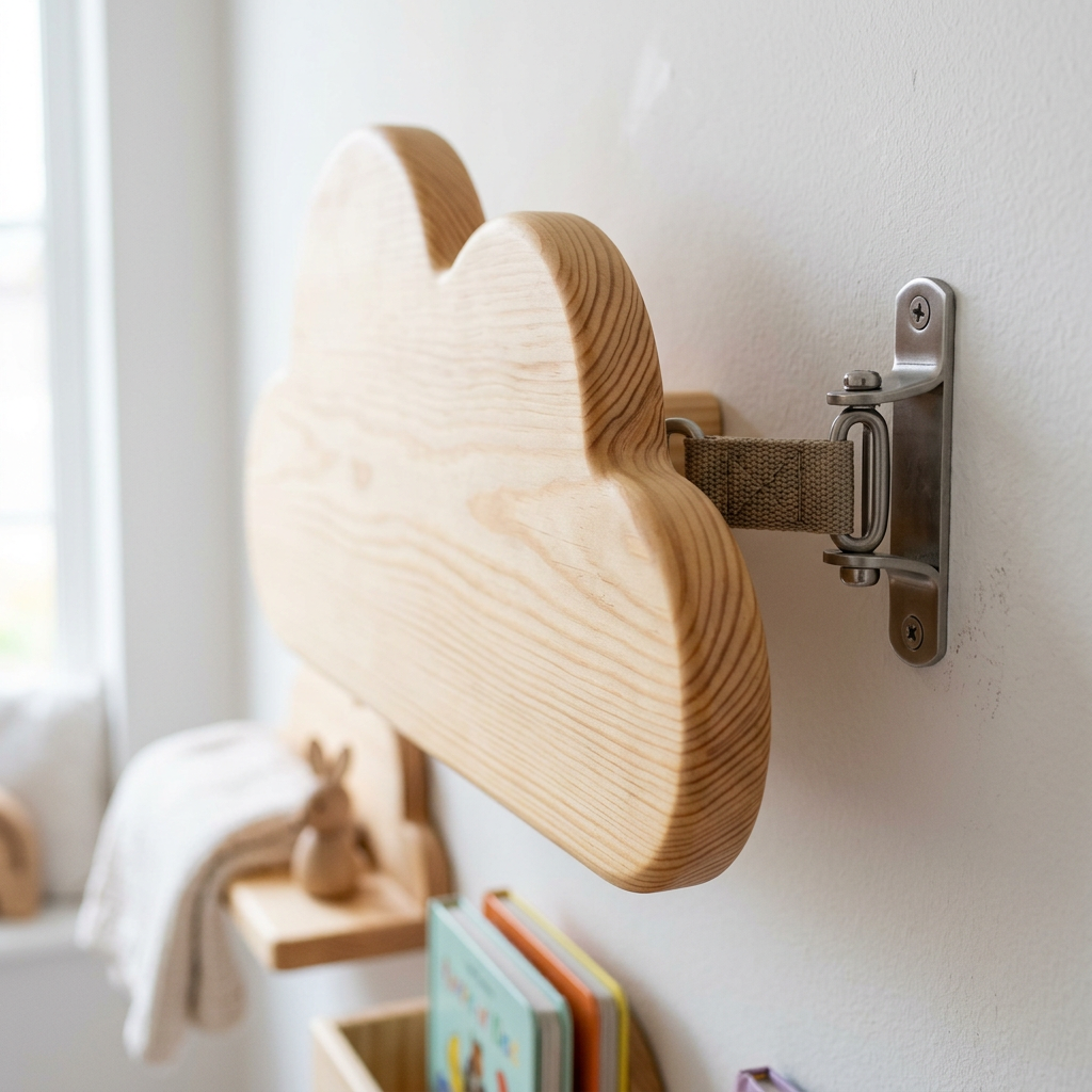 CLOUD Bookshelf Rounded Cloud Contour and Safety Bracket Detail