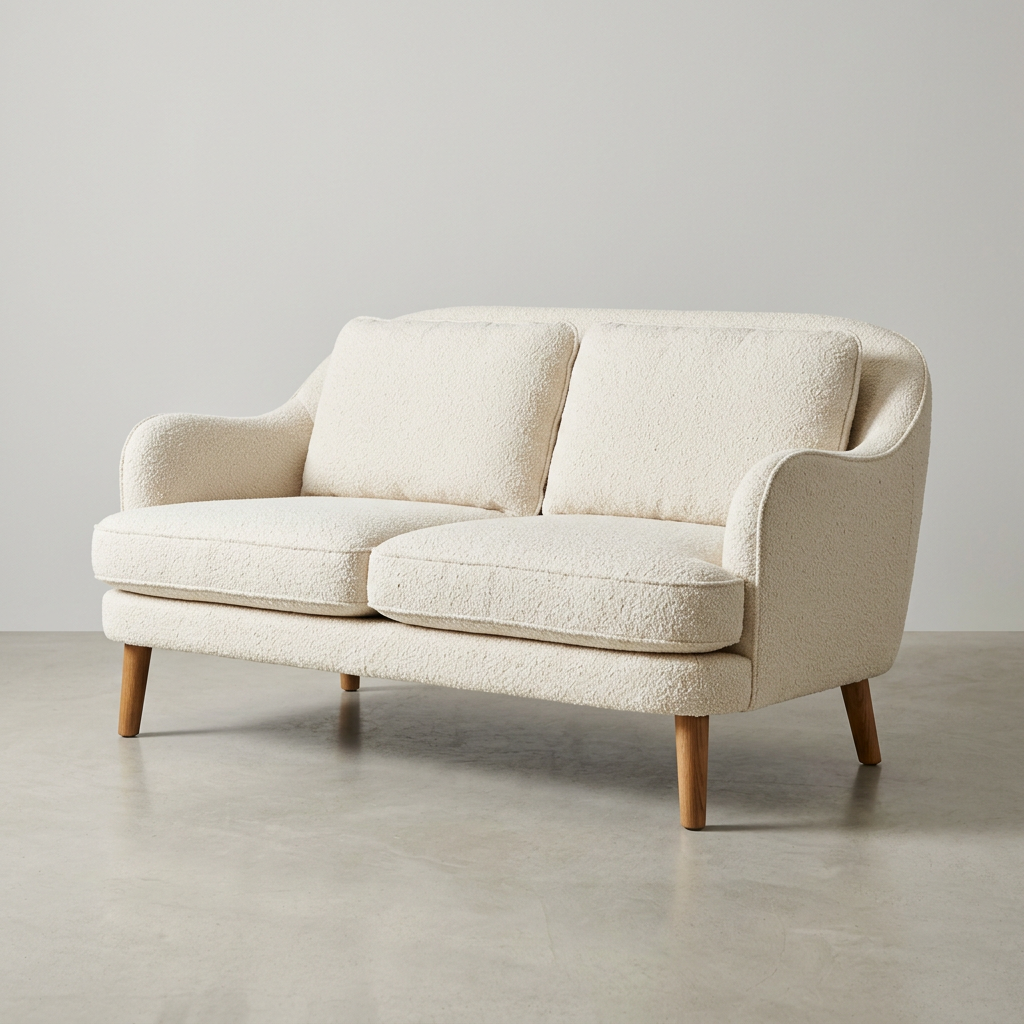 LUMI Scandinavian 2-Seater Boucle Sofa - Studio Front View