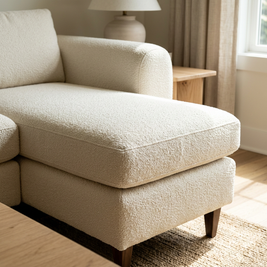 NORDIC L-Shaped Sectional Chaise and Fabric Detail