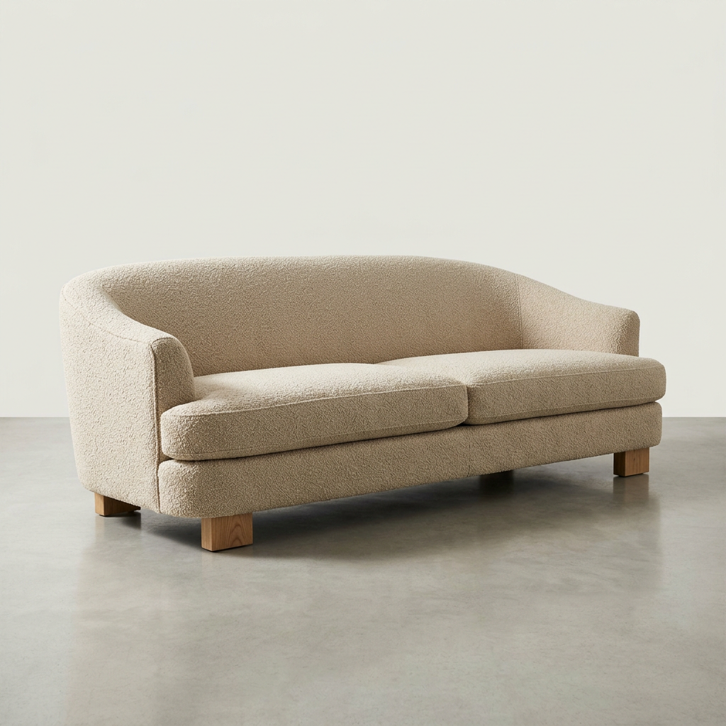 SOLARIS Scandinavian 3-Seater Boucle Sofa - Studio View