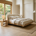 SERENE Boucle Upholstered Floating Platform Bed Frame