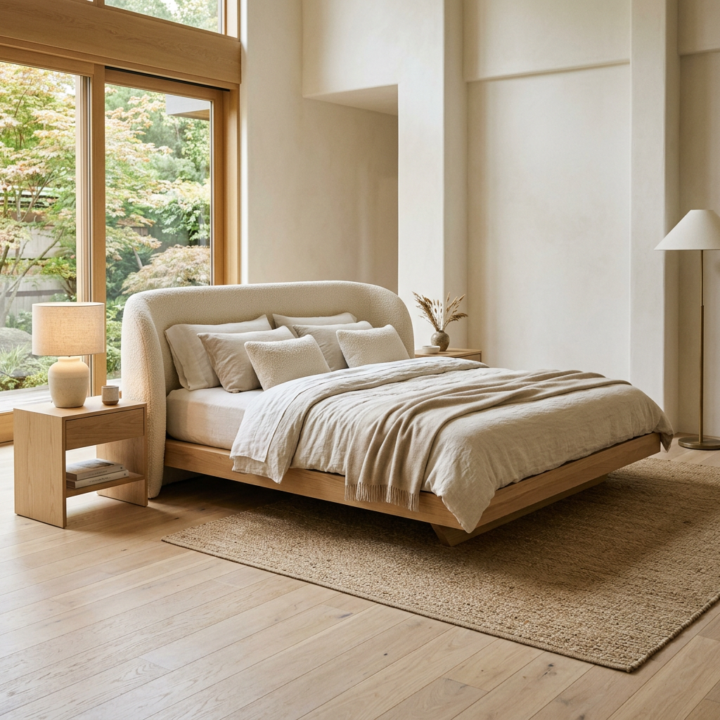 SERENE Floating Platform Bed Three-Quarter View