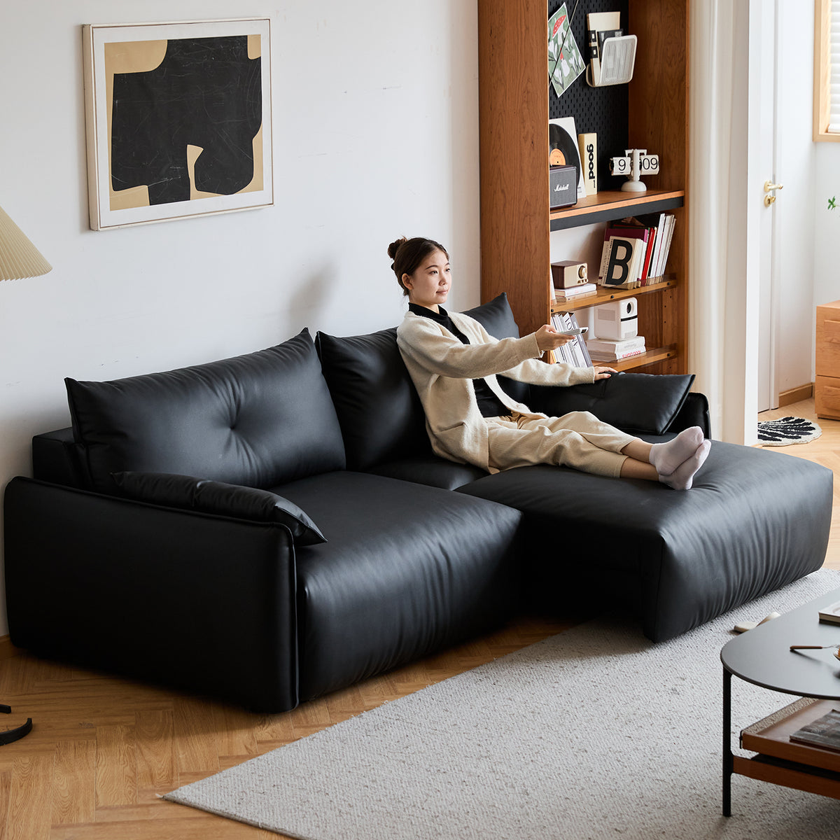 Modern Genuine Leather Electric Recliner 3 Seater Sofa EVENA - view 6