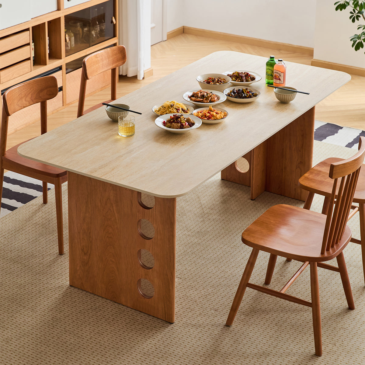 Scandinavian Cherry Wood Sintered Stone Dining Table TIMELESS - view 2