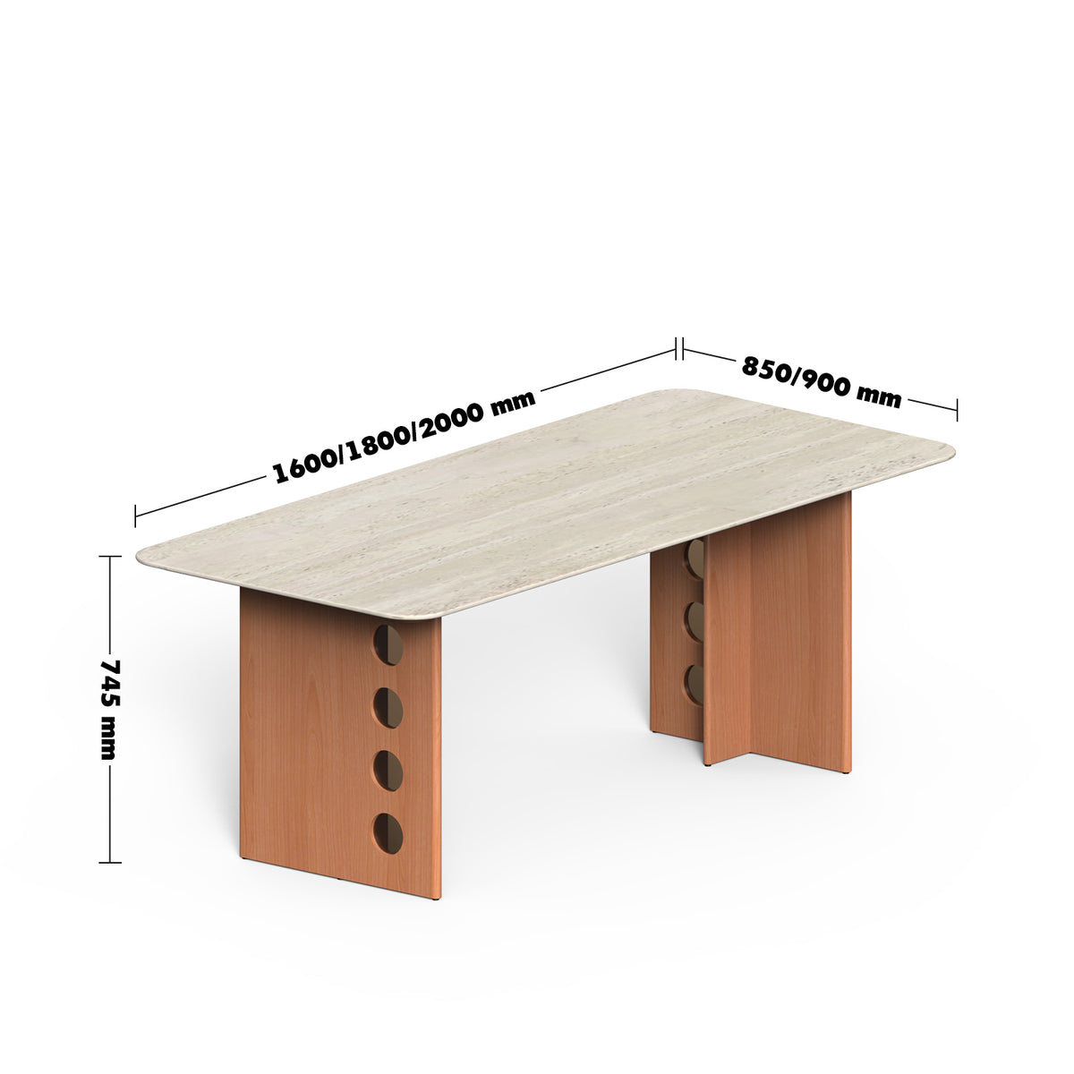 Scandinavian Cherry Wood Sintered Stone Dining Table TIMELESS - view 3